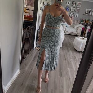 Abercrombie & Fitch Sage Green Floral Midi Skirt Set